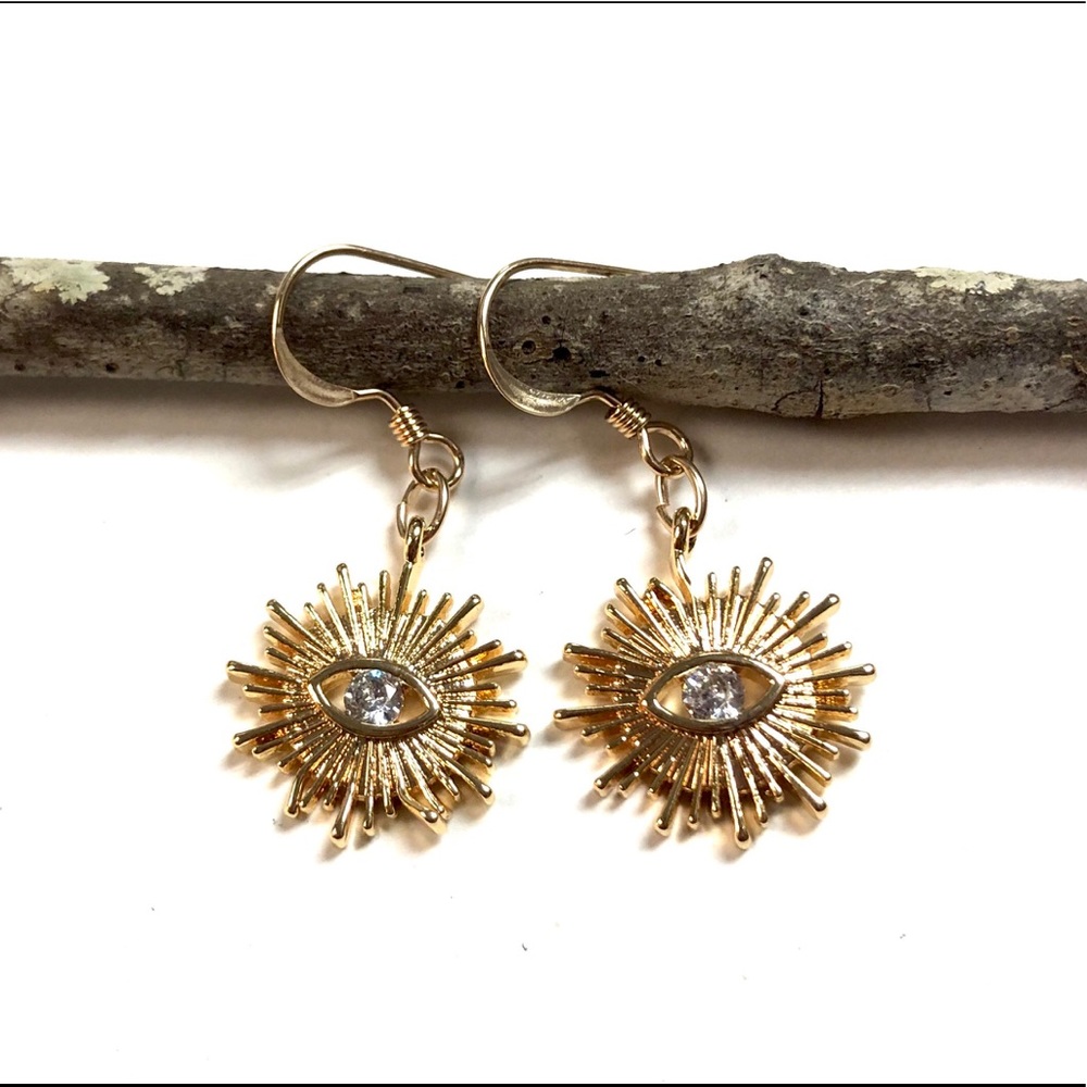 Evil Eye Earrings, Hamsa, Starburst, Protection - Picture 2 of 9